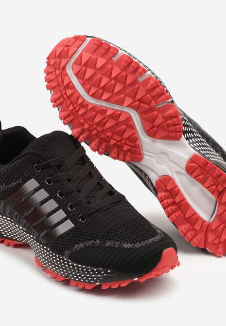 Czarno-Czerwone Sneakersy w Sportowym Stylu Luricca