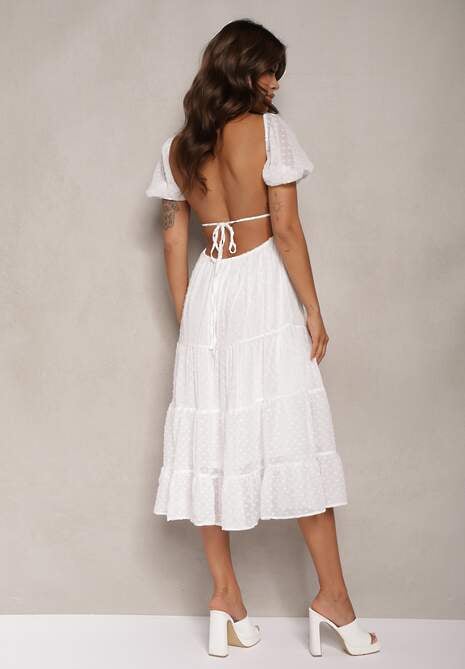 Biała Sukienka z Odkrytymi Plecami Nephia