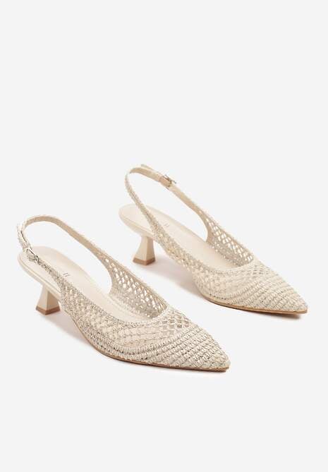 Białe Sandały na Kaczuszce Typu Slingback z Ażurową Cholewką Olzivia