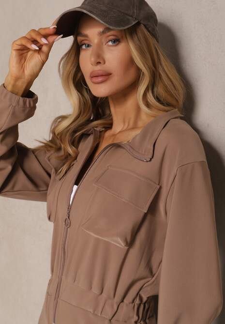 Brązowy Kombinezon w Stylu Utility Taliowany Liarael