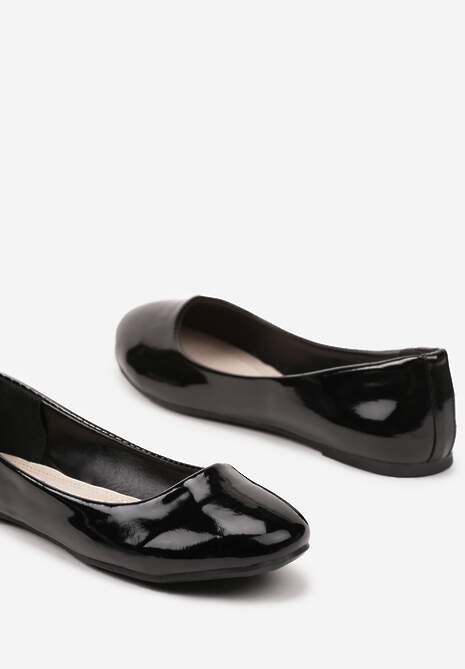 Czarne Lakierowane Balerinki z Wkładką ze Skóry Naturalnej Norabis