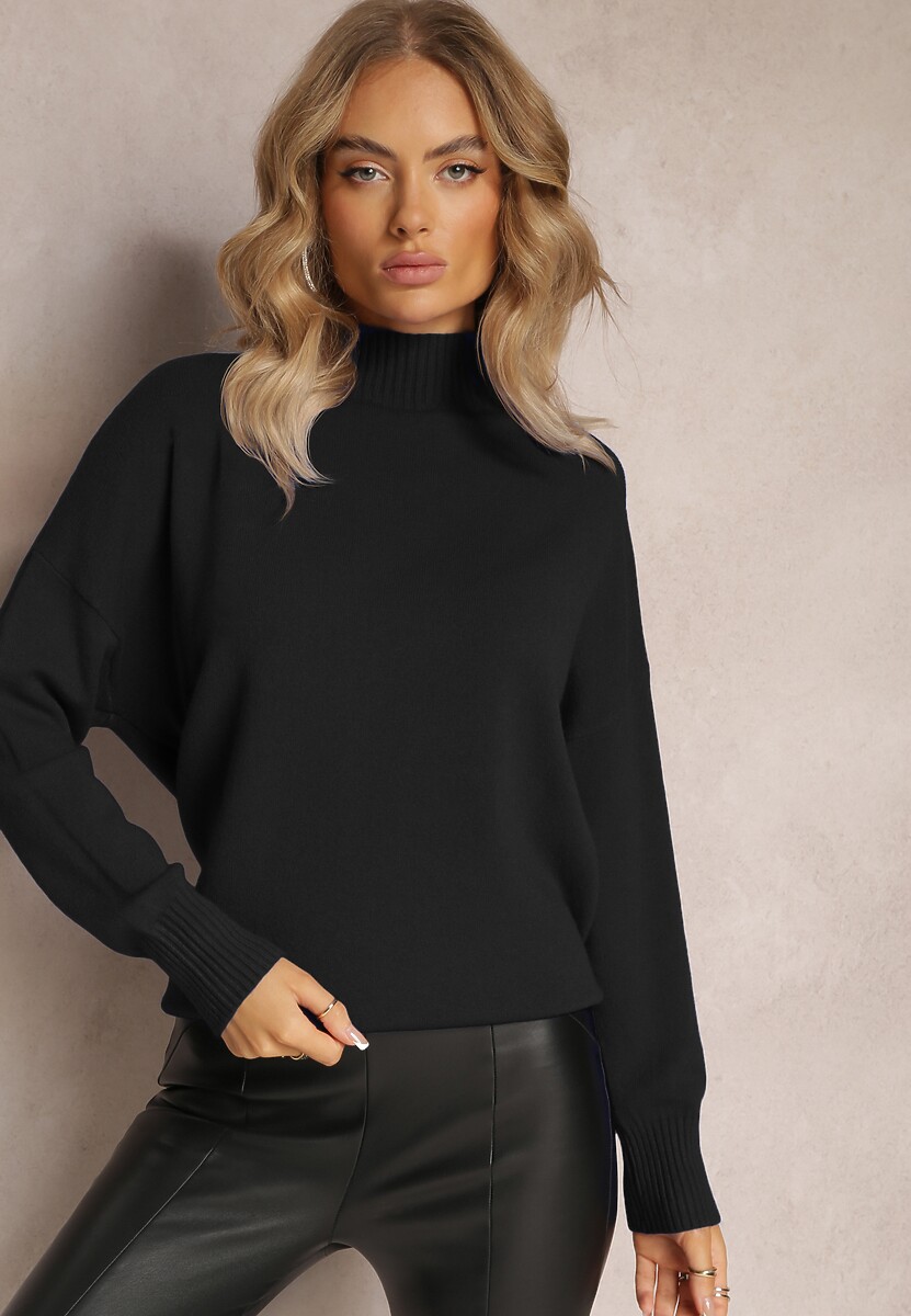 Czarny Golf Basic z Gładkiej Dzianiny Onda