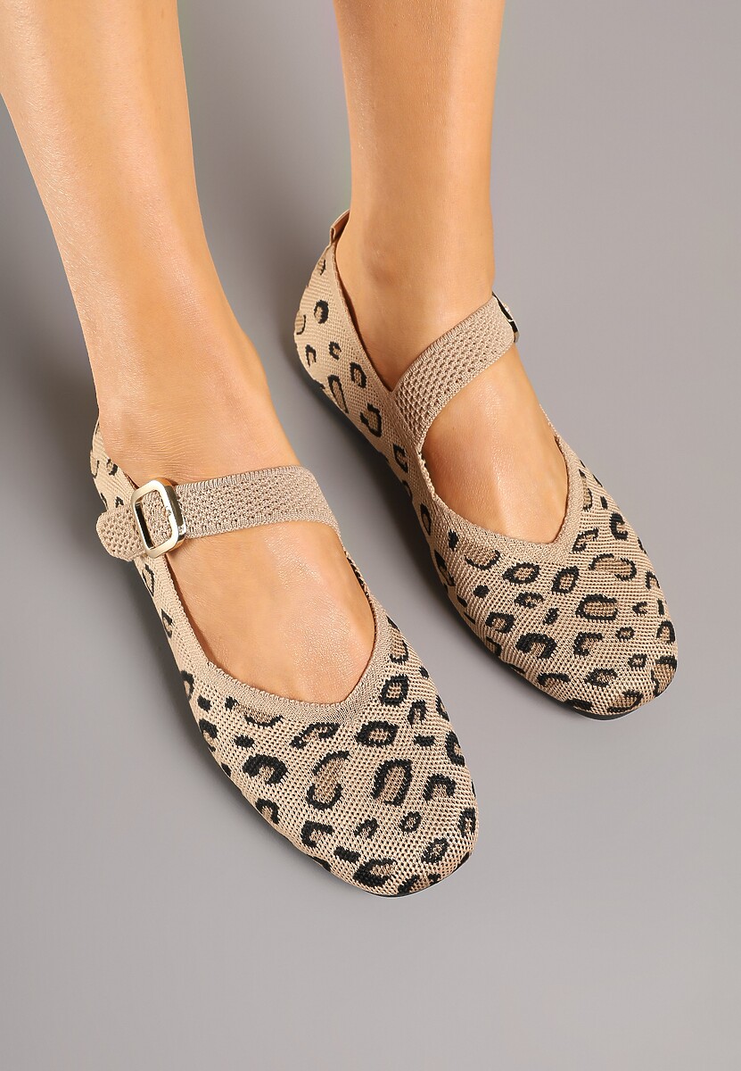 Brązowe Balerinki Ozdobione Paskiem Avanellia