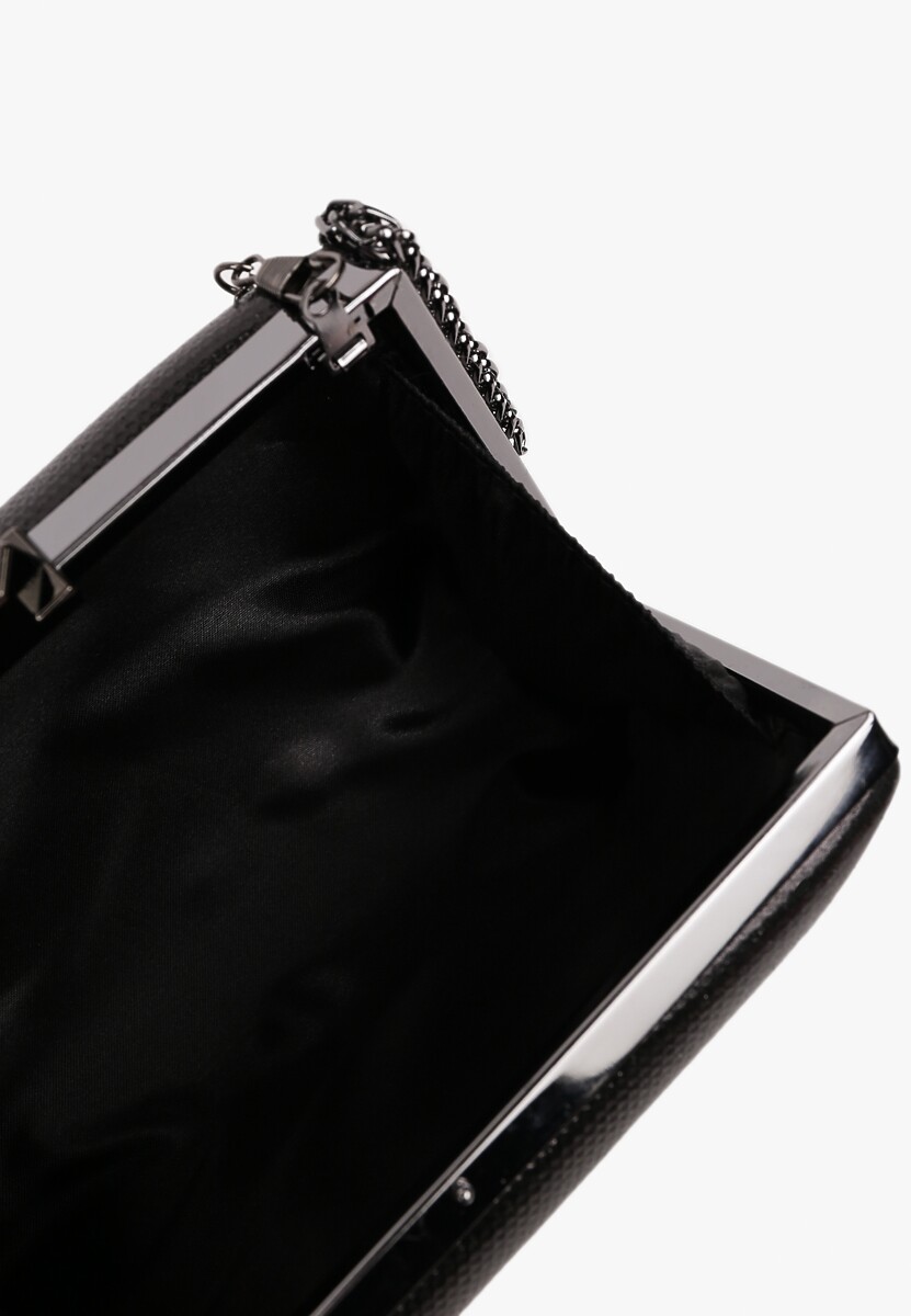 Czarna Torebka Kopertówka z Łańcuszkiem Ozdobiona Połyskiem Jalida