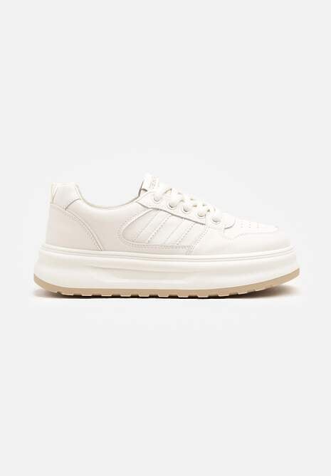 Beżowe Sneakersy z Geometrycznym Wzorem Fonawia