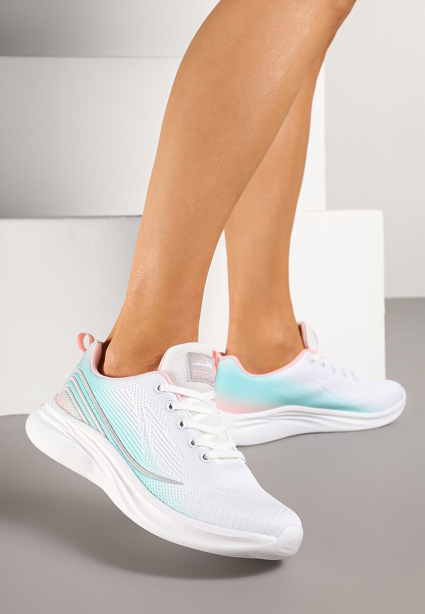 Biało-Miętowe Buty Sportowe Sneakersy Zdobione Efektem Ombre Banelissa