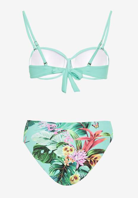 Zielono-Niebieskie Bikini Majtki Figi i Biustonosz z Metalicznymi Aplikacjami Natorea