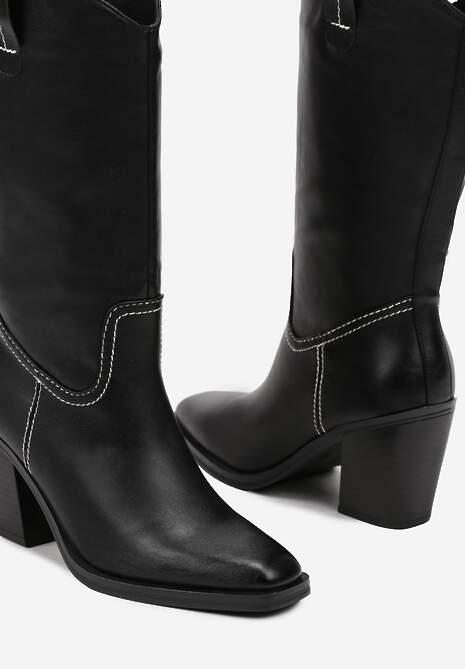 Czarne Kozaki Kowbojki na Słupku Laoniae