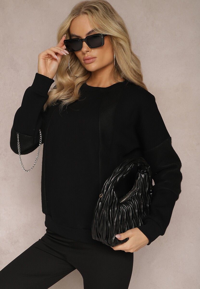 Czarna Bawełniana Bluza z Łańcuszkiem Eleutia