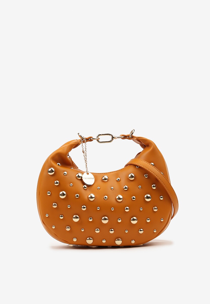 Brązowa Mała Torebka ze Zdobieniem i Odpinanym Paskiem Wyneth