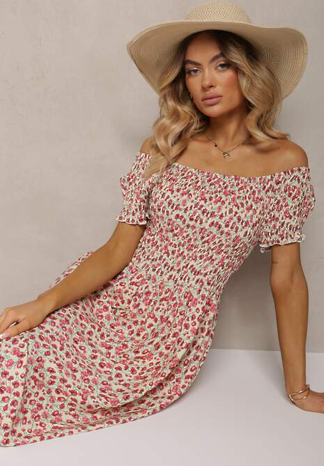 Różowo-Zielona Sukienka z Wiskozy Tariya