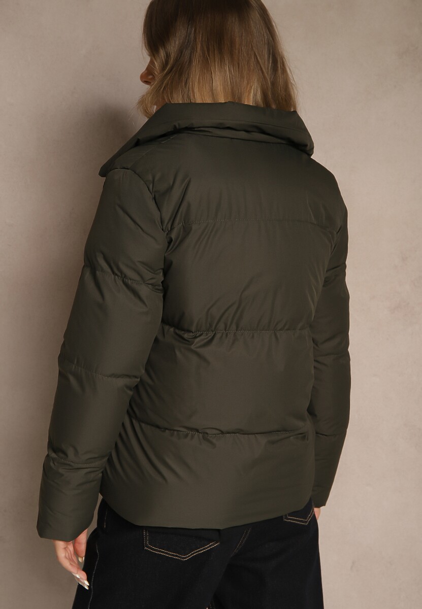 Ciemnozielona Pikowana Kurtka na Napy Elriona