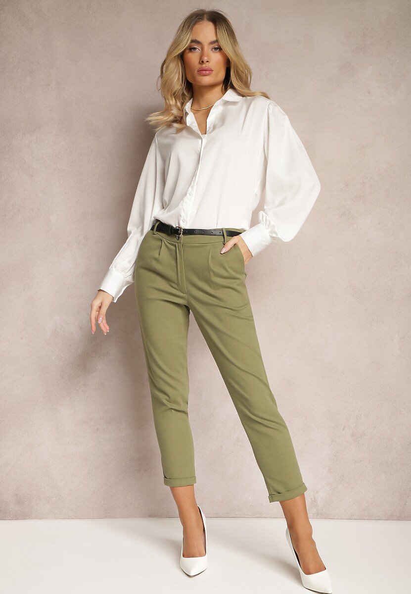 Brązowe Spodnie z Regularnym Stanem z Gumką i Wsuwanymi Kieszeniami Silwena