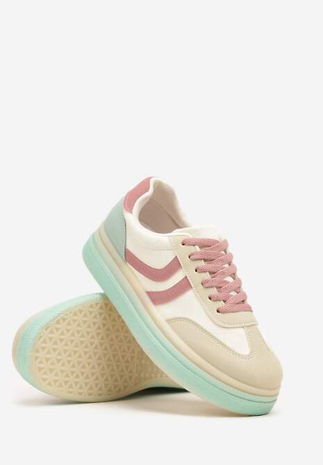 Jasnożółte Sneakersy Typu Kultowe Tenisówki na Niskiej Platformie Olritia