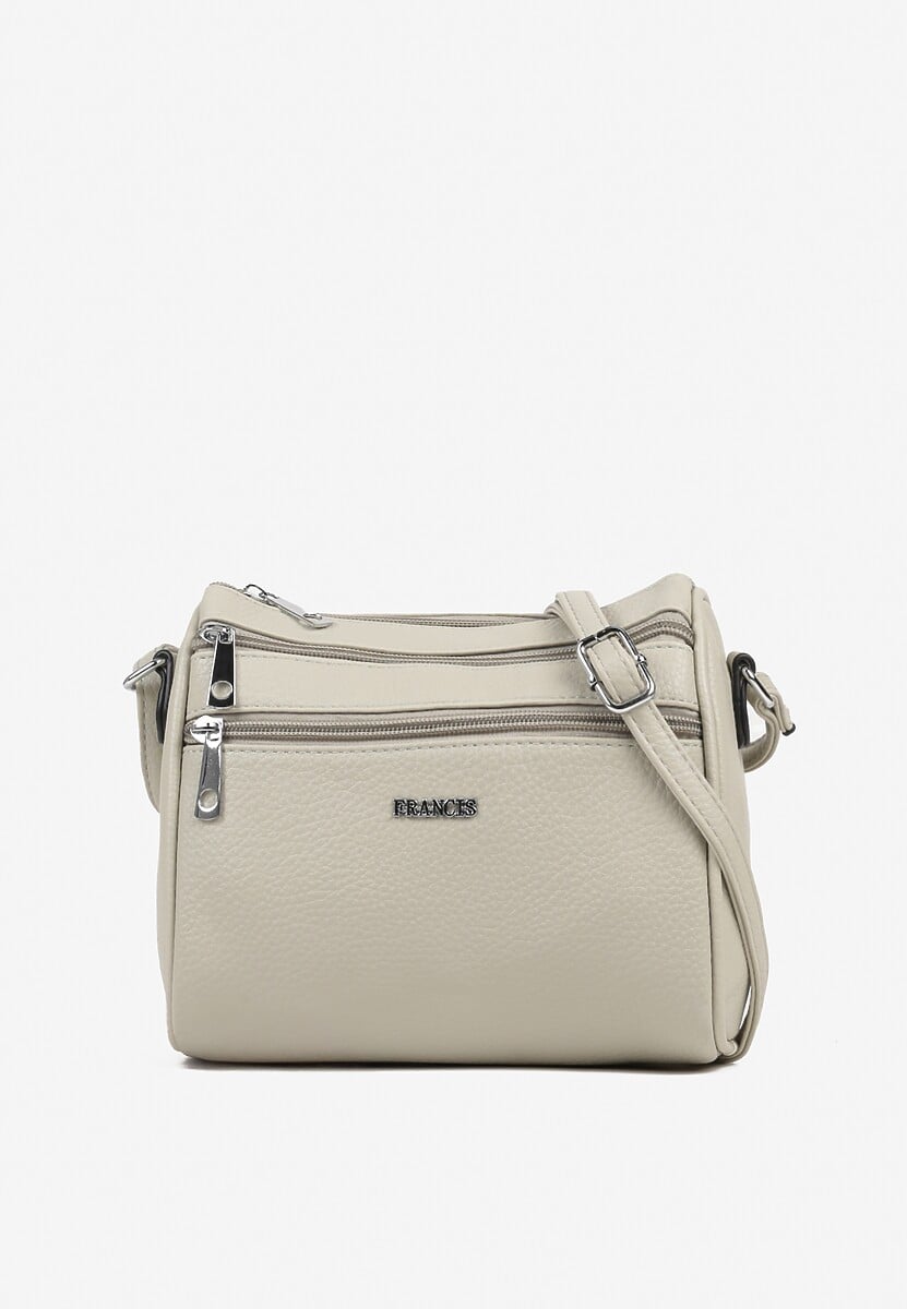 Jasnoszara Mała Torebka Listonoszka z Kieszeniami na Suwak Savirette