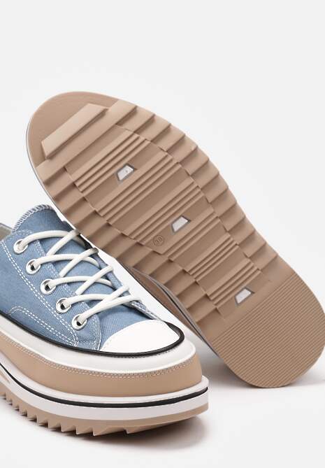 Niebieskie Trampki na Masywnej Platformie z Cholewką przed Kostkę Ableeva