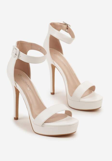 Białe Sandały na Szpilce z Platformą Nilaurea