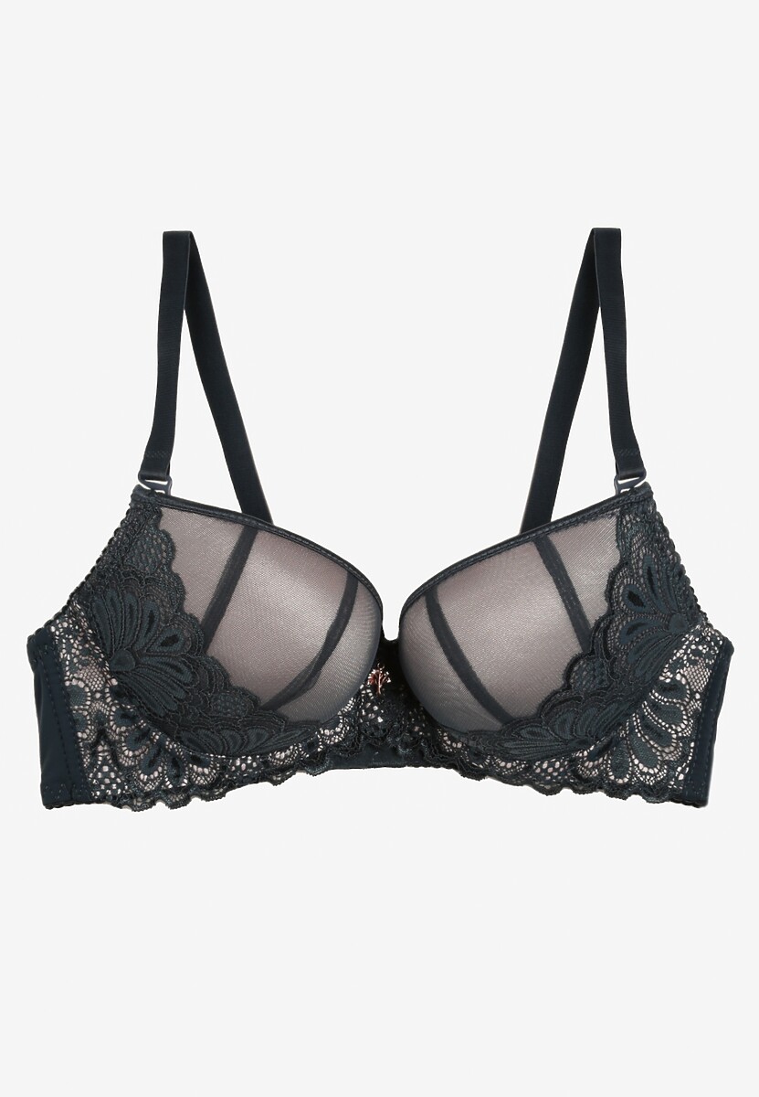 Zielono-Różowy Koronkowy Biustonosz Push Up Bliffa