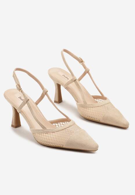 Ciemnobeżowe Sandały na Klepsydrze z Cholewką z Siateczki Nilavea