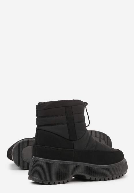 Czarne Pikowane Śniegowce ze Ściągaczem Monivella