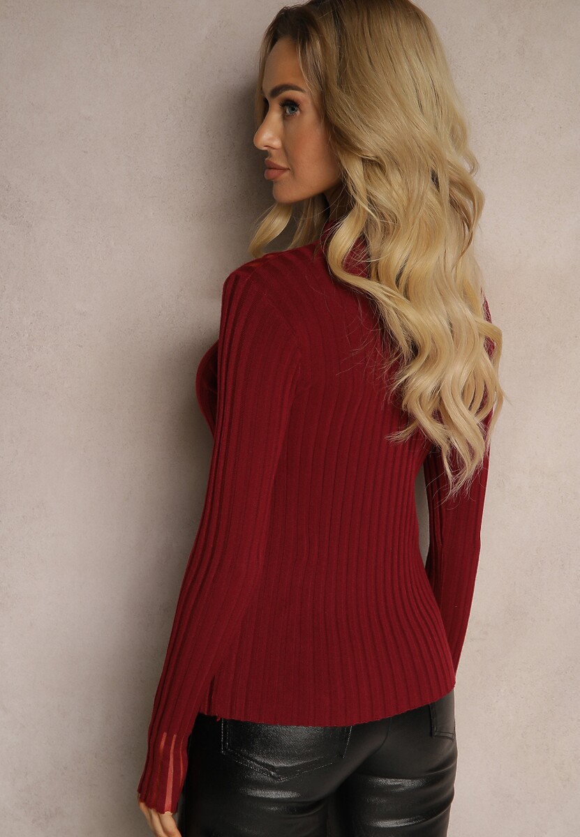 Bordowy Golf z Prześwitującymi Wstawkami Nirelle