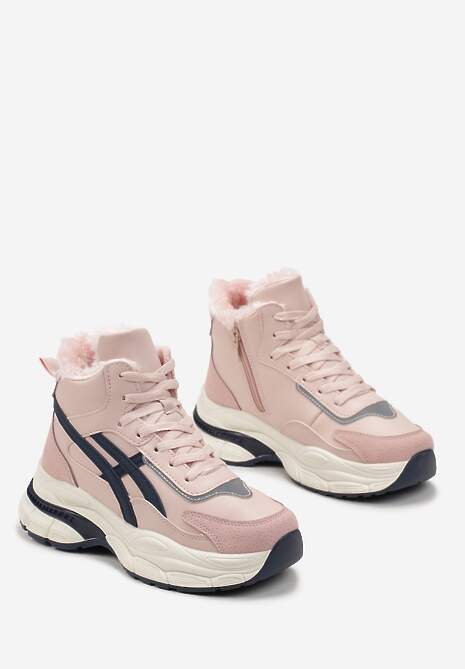 Różowe Sneakersy za Kostkę na Grubej Podeszwie Luntris