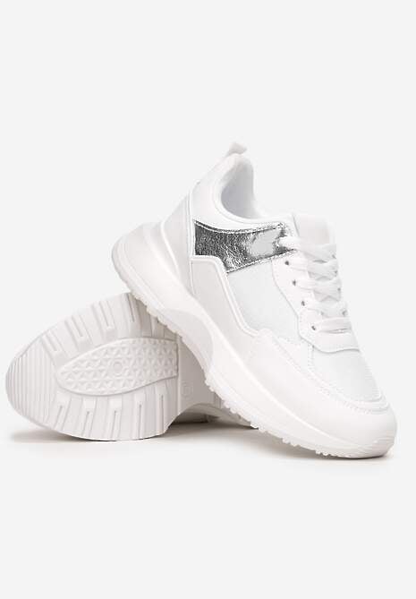 Białe Sznurowane Sneakersy z Dekoracyjnymi Wstawkami Ialul