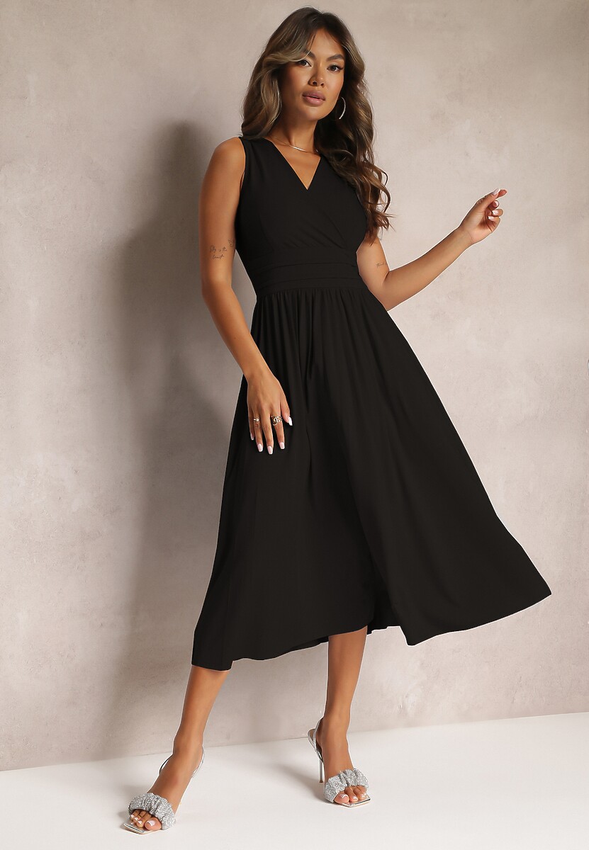 Różowa Sukienka z Kopertowym Dekoltem i Plisowanym Dołem Anamarie