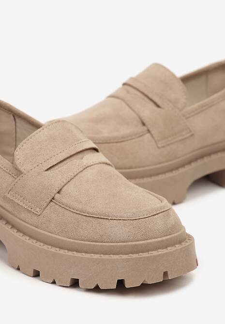 Ciemnobeżowe Wsuwane Mokasyny Vices na Platformie Dionela