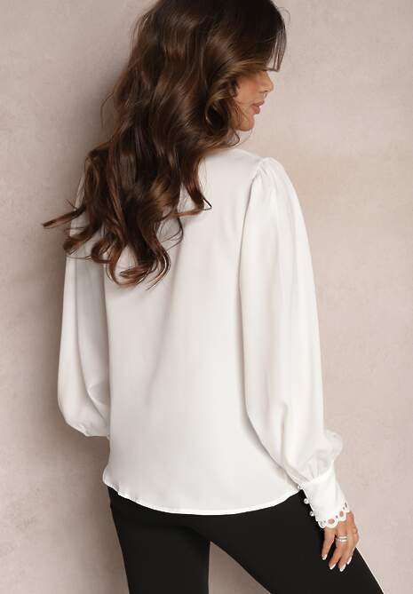 Biała Koronkowa Koszula na Perłowe Guziki Inhis