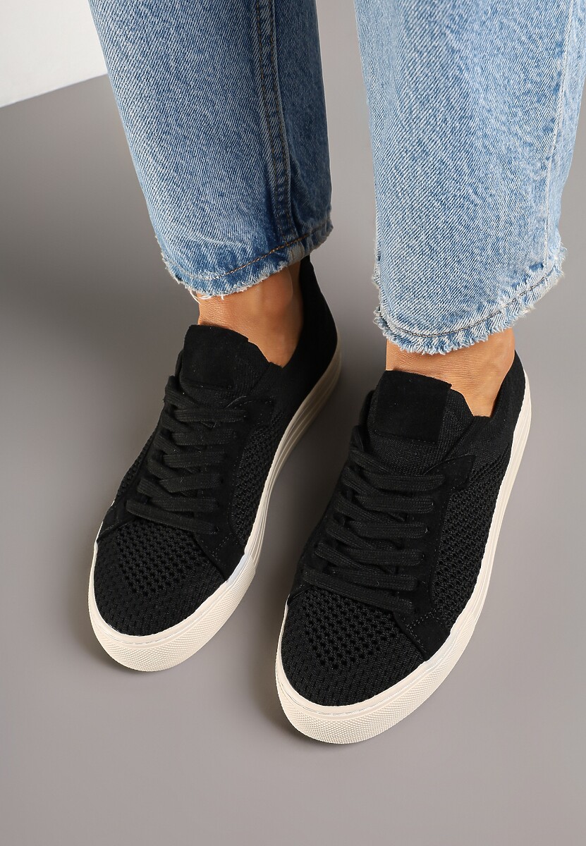 Czarne Siateczkowe Sneakersy Ozdobione Metaliczną Nicią Nimiarene