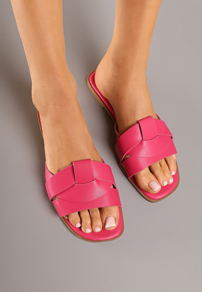 Pomarańczowe Klapki z Ozdobnie Przeplecionymi Paskami Davianne