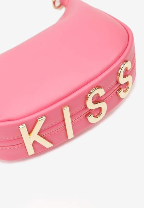 Fuksjowa Mała Torebka z Napisem i Odpinanym Regulowanym Paskiem  Xyliase