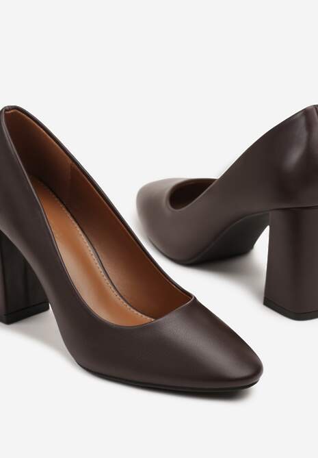 Brązowe Klasyczne Czółenka na Słupku Tularisa