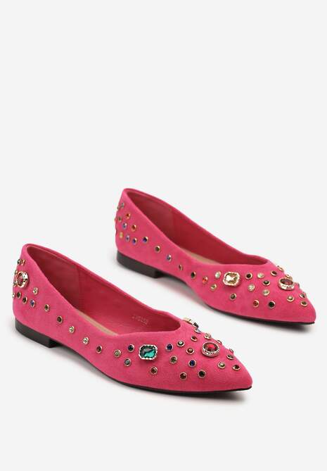 Fuksjowe Balerinki z Ozdobnymi Kamykami Ulirella