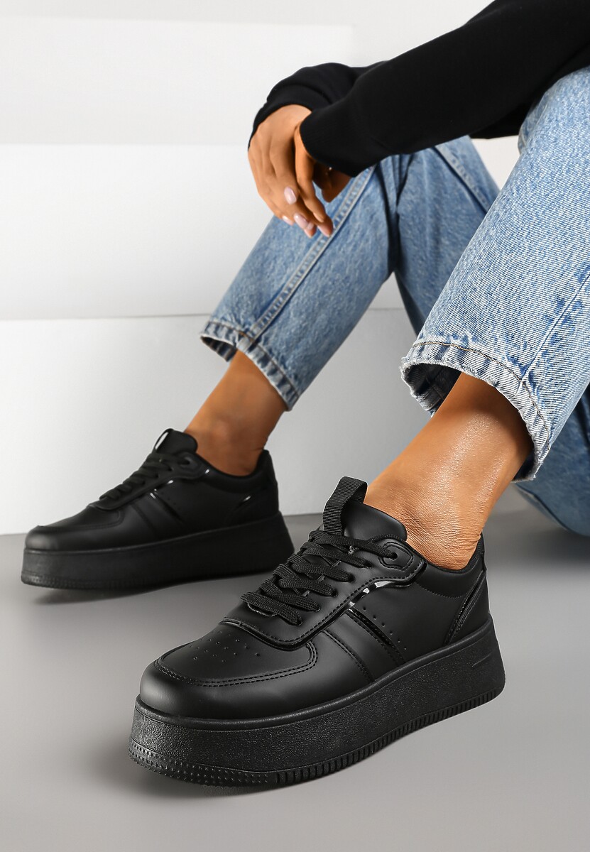 Czarno-Białe Sneakersy Vices na Platformie ze Sznurowaniem Lealirra