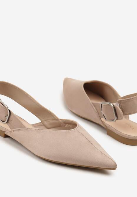 Ciemnobeżowe Sandały Vices Typu Slingback z Wkładką ze Skóry Naturalnej Rallora