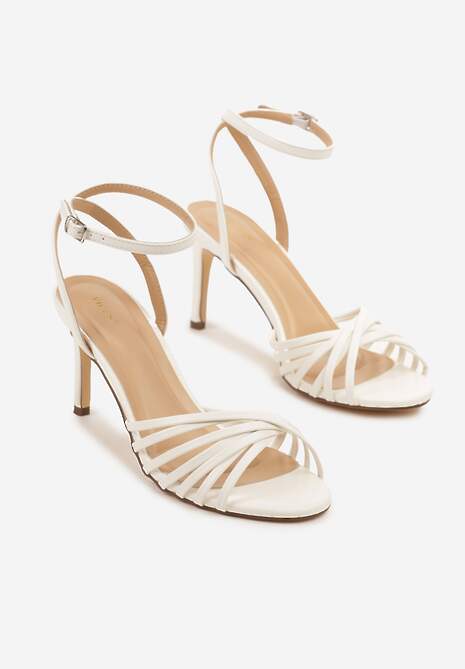 Białe Sandały Vices na Obcasie Typu Szpilka Folineia