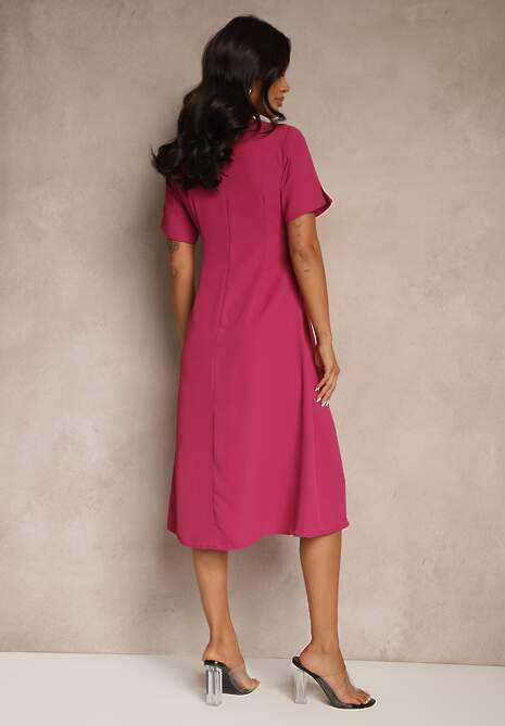 Fioletowa Rozkloszowana Sukienka Vices Zdobiona Wiązaniem Folarenne