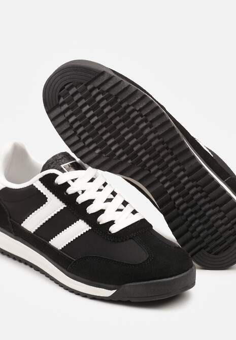 Czarne Sneakersy z Geometrycznym Wzorem Eravania