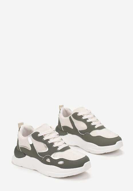 Zielone Sneakersy przed Kostkę na Grubej Podeszwie Milapena