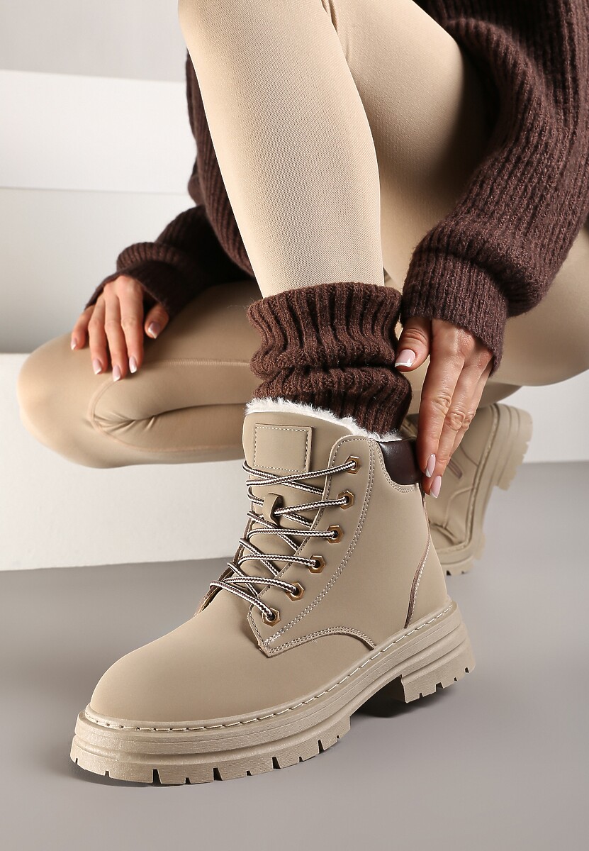 Czarne Traperki Mocno Ocieplone Sztucznym Futerkiem Janek