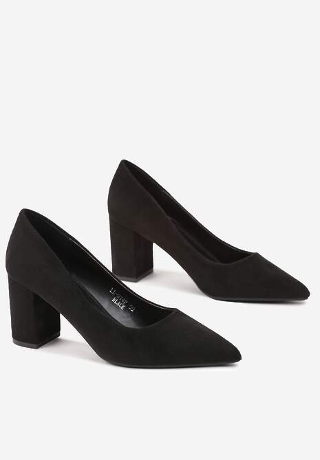 Czarne Czółenka na Słupku ze Szpiczastym Noskiem Sesslis