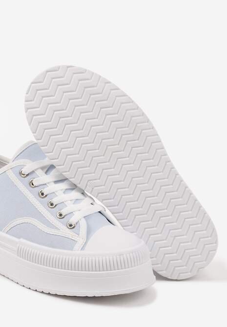 Niebieskie Trampki na Platformie z Metaliczną Ozdobą Afleeria