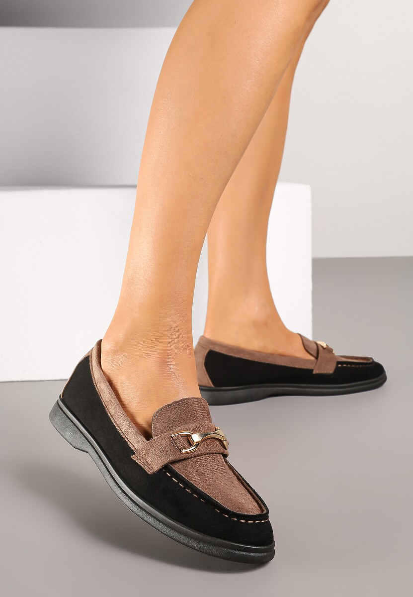 Czarne Mokasyny z Metalową Ozdobą Ellianta