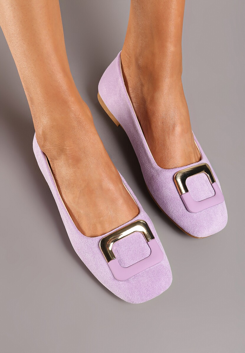 Różowe Casualowe Balerinki na Płaskiej Podeszwie z Metaliczną Aplikacją Chrissti