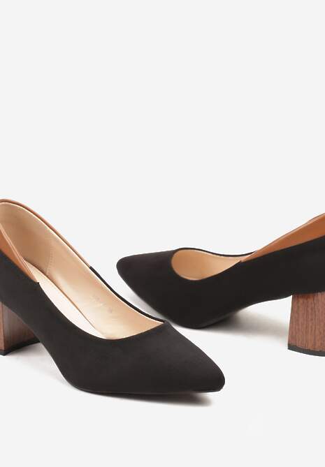 Czarne Czółenka na Słupku w Klasycznym Stylu Zeianae