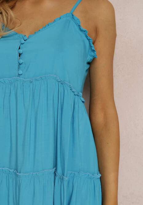 Niebieska Sukienka z Wiskozy Maurice