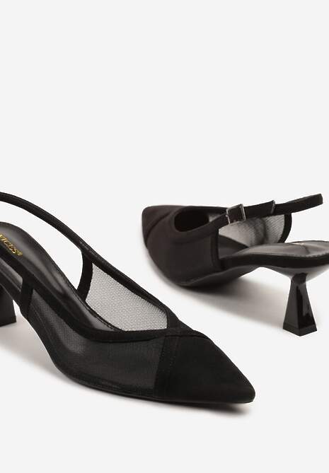 Czarne Przezroczyste Sandały Vices na Kaczuszce Typu Slingback Atilessa