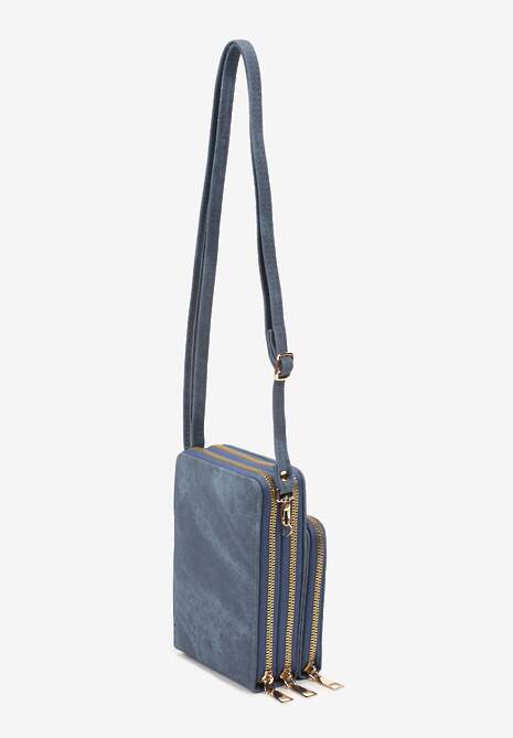 Granatowa Mała Torebka na Ramię z Trzema Komorami na Zamek Błyskawiczny Nulive